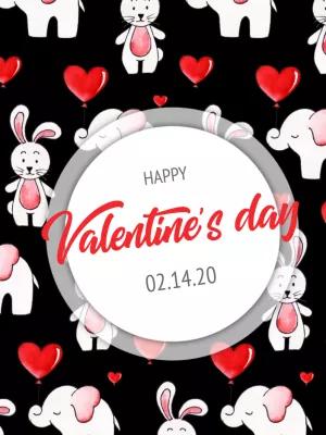 Valentine's Day Card with Cute Animals to Edit Online