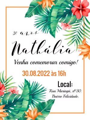 Convite de Aniversário Tropical com Flores para Editar Online
