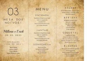 Menu de Casamento Retrô Editável para Imprimir