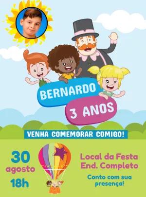 Convite Aniversário Mundo Bita com Foto para Editar Online