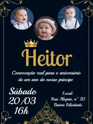 Convite Aniversário Príncipe com Foto para Editar Online