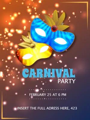 Editable Carnival Party Invitation with Colorful Masks