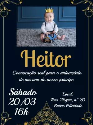 Convite Aniversário Príncipe com Foto para Editar Online