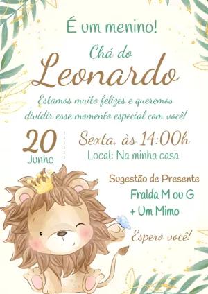 Convite Chá de Bebê Leãozinho para Editar e Imprimir