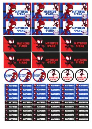Etiqueta Escolar Spidey e Seus Amigos para Editar Online