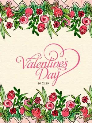 Valentine's Day Card with Watercolor Roses to Edit Online