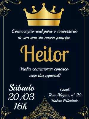 Convite de Aniversário Realeza Príncipe para Editar Online