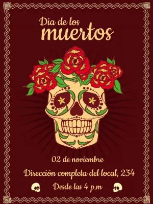 Invitación Día de los Muertos con Calavera para Editar Online