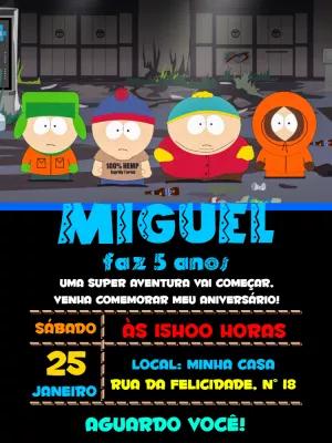 Convite de Aniversário South Park Editável Online para Imprimir