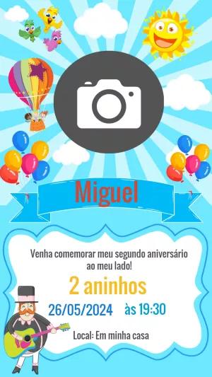 Convite Aniversário Mundo Bita com Foto para Editar Online