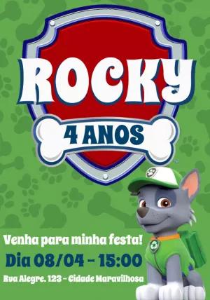 Convite de Aniversário Patrulha Canina do Rocky para Editar