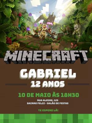 Convite de Aniversário Minecraft para Editar Online