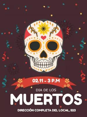 Invitación Día de los Muertos con calavera para Editar Online