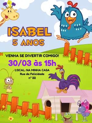 Convite Aniversário Galinha Pintadinha com a Turma para Editar