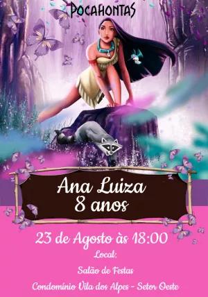 Convite de Aniversário Pocahontas para Editar Online