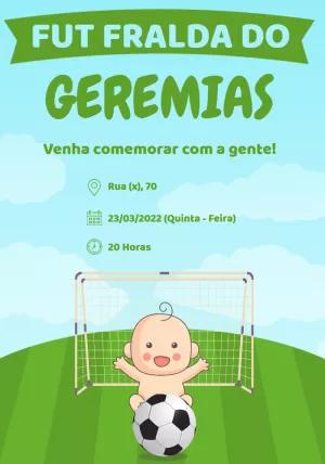 Convite Fut Fralda tema Futebol para Editar e Imprimir