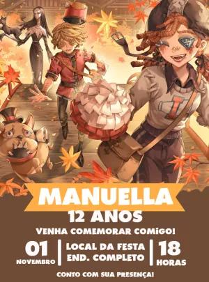 Convite Aniversário Identity V com Personagens para Editar Online