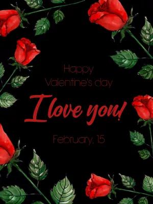 Valentine's Day Card with Red Roses to Edit Online