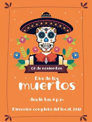 Invitación Día de los Muertos con Calavera para Editar Online