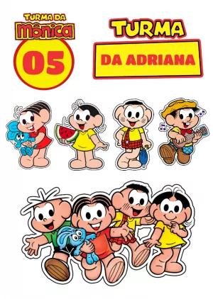 Topo de Bolo Turma da Mônica com Personagens para Editar