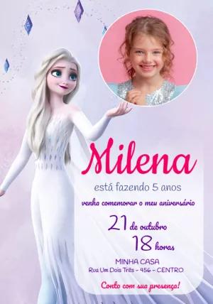 Convite Aniversário Frozen 2 com Foto para Editar Online