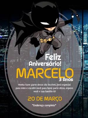 Convite de Aniversário Batman Editável Online para Imprimir