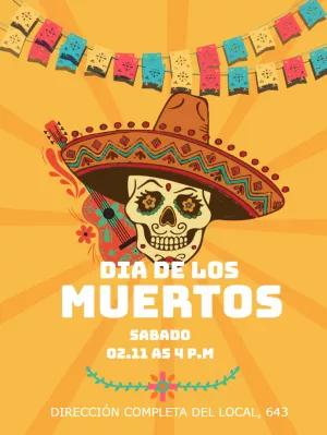 Invitación Día de los Muertos con Calavera para Editar Online