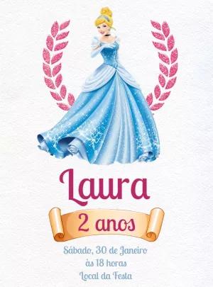 Convite Aniversário Cinderela Editável Online para Imprimir