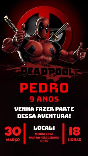 Convite de Aniversário Deadpool para Editar Online