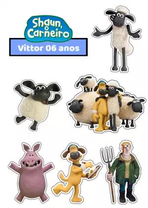 Topo de Bolo Shaun o Carneiro para Editar e Imprimir