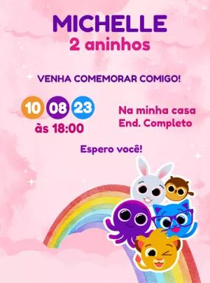 Convite Aniversário Bolofofos Menina para Editar Online