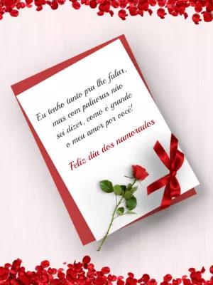 Cartão de Dia dos Namorados Romântico com Rosa para Editar