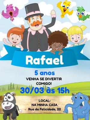Convite de Aniversário Mundo Bita com Personagens para Editar