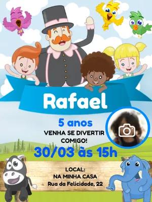 Convite Aniversário Mundo Bita com Foto para Editar Online