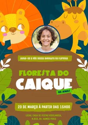 Convite Aniversário Safari com Foto para Editar Online