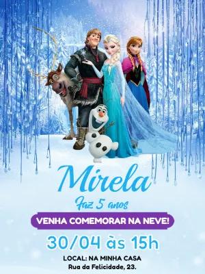 Convite de Aniversário Frozen com Personagens para Editar Online