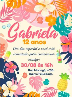 Convite Aniversário Tropical Floral para Editar Online