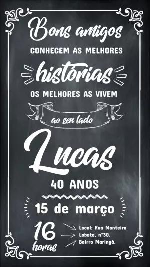 Convite Aniversário Adulto Quadro Negro para Editar Online