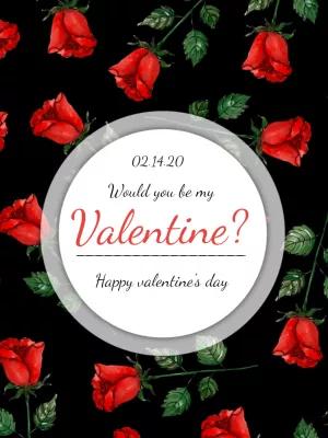 Editable Valentine's Day Post with Romantic Roses
