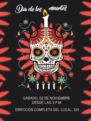 Invitación Día de los Muertos con Calavera para Editar Online