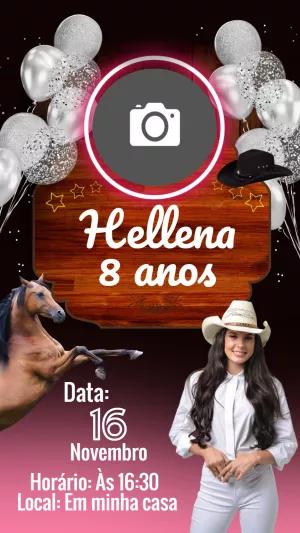 Convite de Aniversário Boiadeira com Foto para Editar Online
