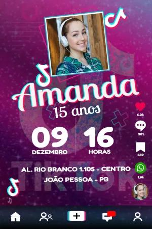 Convite Aniversário TikTok com Foto para Editar Online