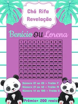 Chá Rifa Revelação Panda Editável para Enviar Online