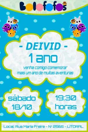 Convite de Aniversário Bolofofos com Personagens para Editar