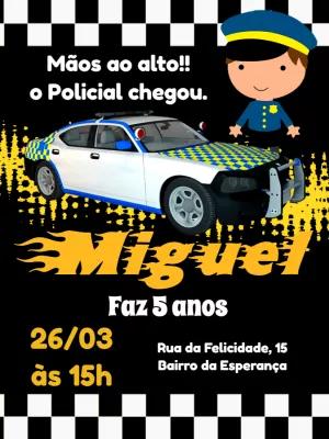 Convite Aniversário Policia para Editar Online e Imprimir