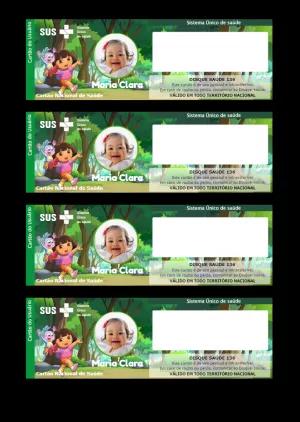 Cartão do SUS Dora Aventureira com Foto para Editar Online