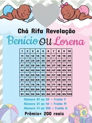 Convite Chá Rifa Revelação Menino ou Menina Editável Online