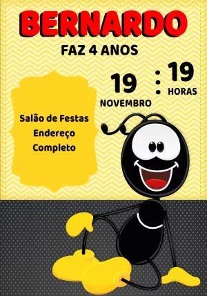 Convite de Aniversário Smilinguido para Editar e Personalizar