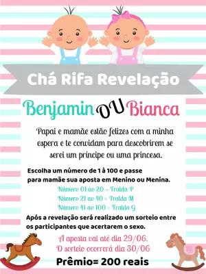 Convite Chá Rifa Revelação Bebês para Editar Online