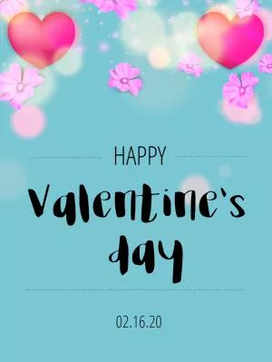 Valentine's Day Card with Hearts and Flowers to Edit Online